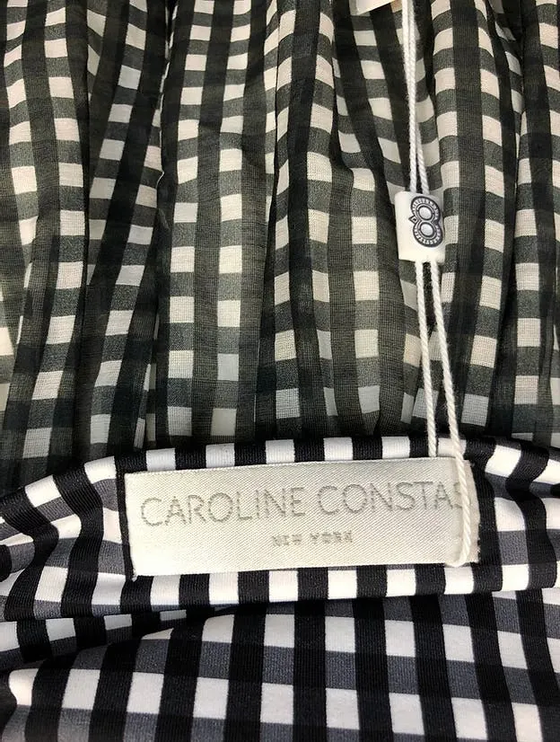 00's Black Gingham Strapless Dress by Caroline Constas New York