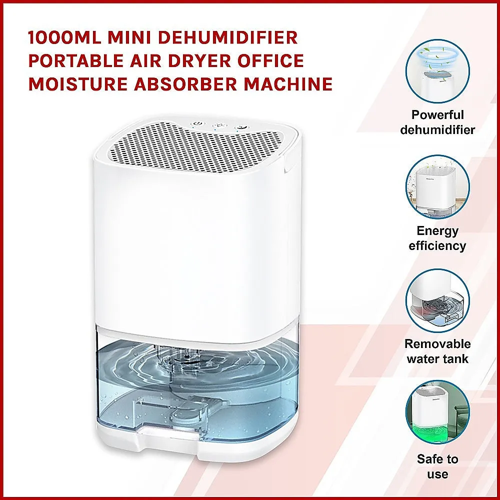 1000ML Mini Dehumidifier - Portable Air Dryer - Office Moisture Absorber