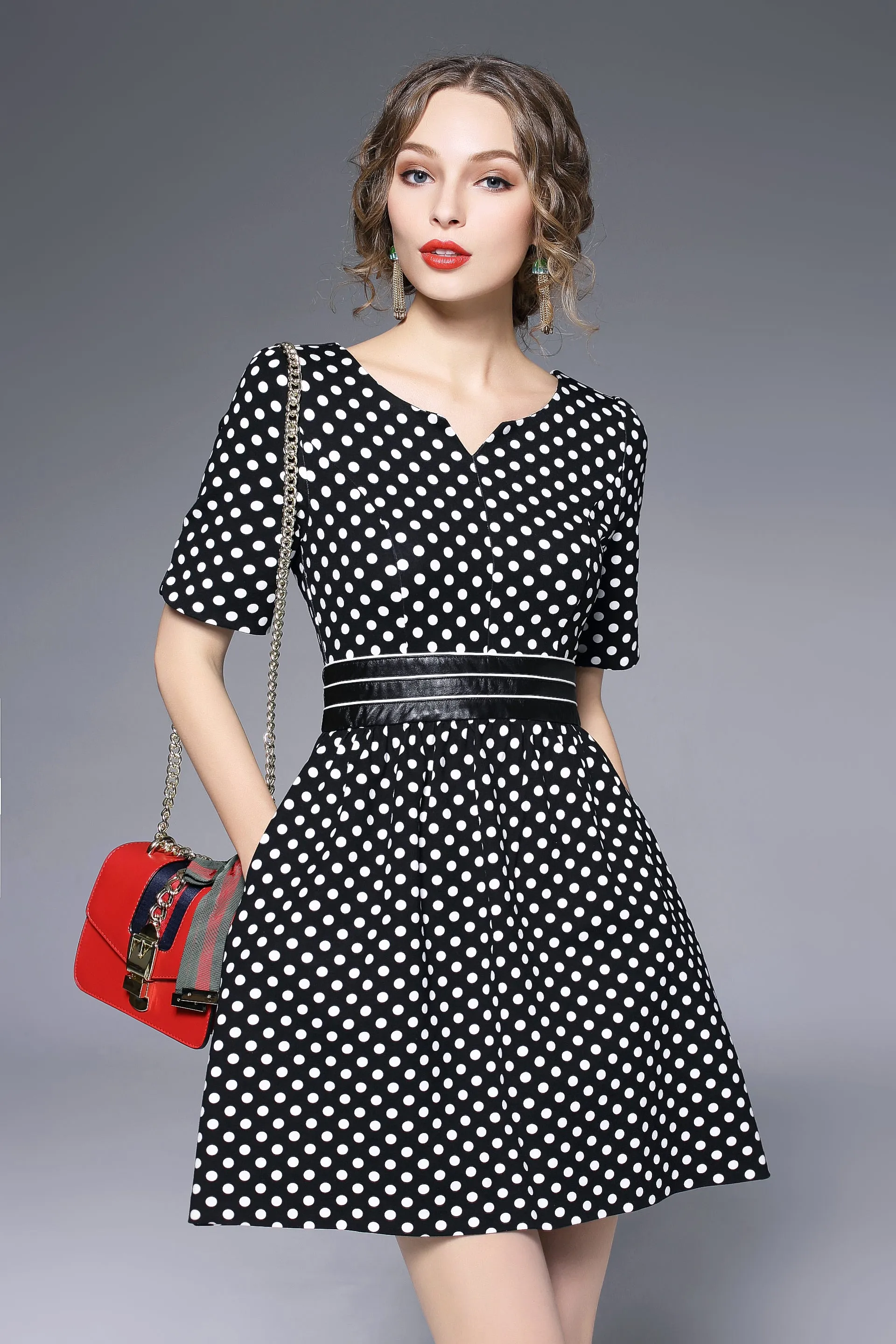 1/2 Sleeve Shirt A-line Dress