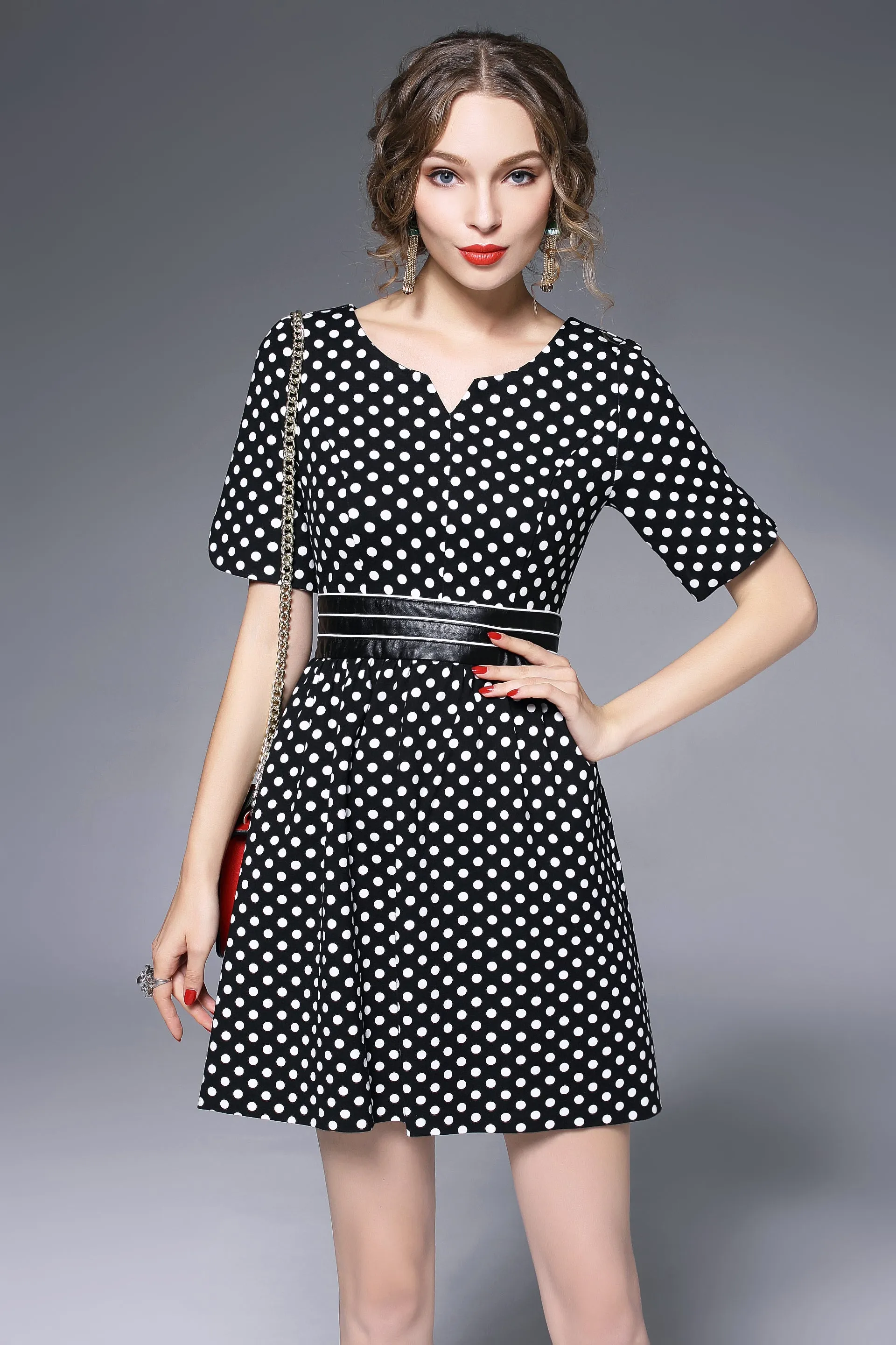 1/2 Sleeve Shirt A-line Dress