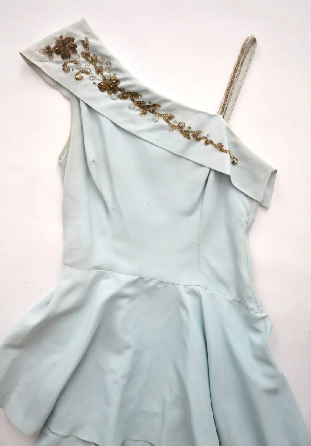 1950s Tiered Blue Party Dress