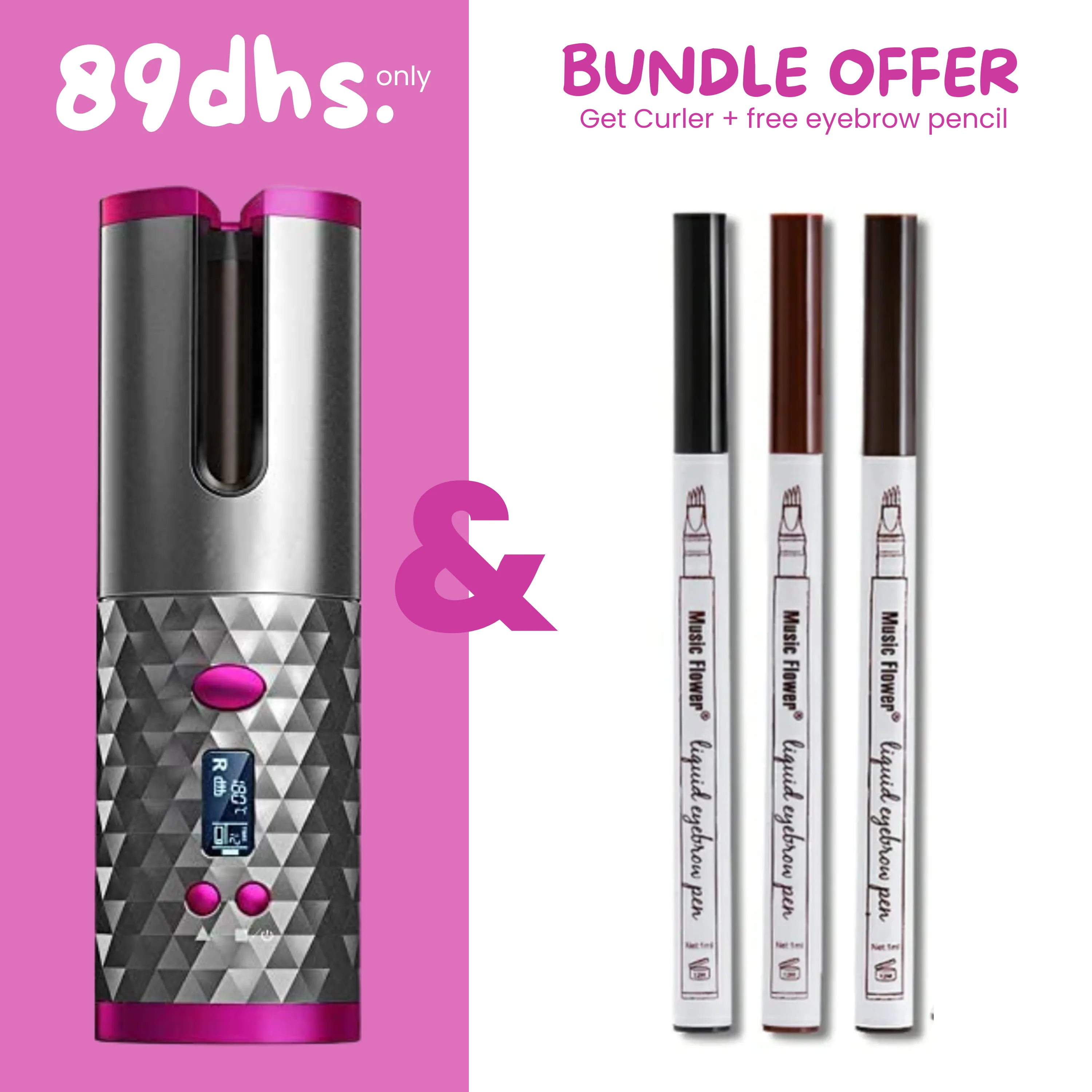 2 in 1 offer - Hair Curler   Eyebrow Pencil
