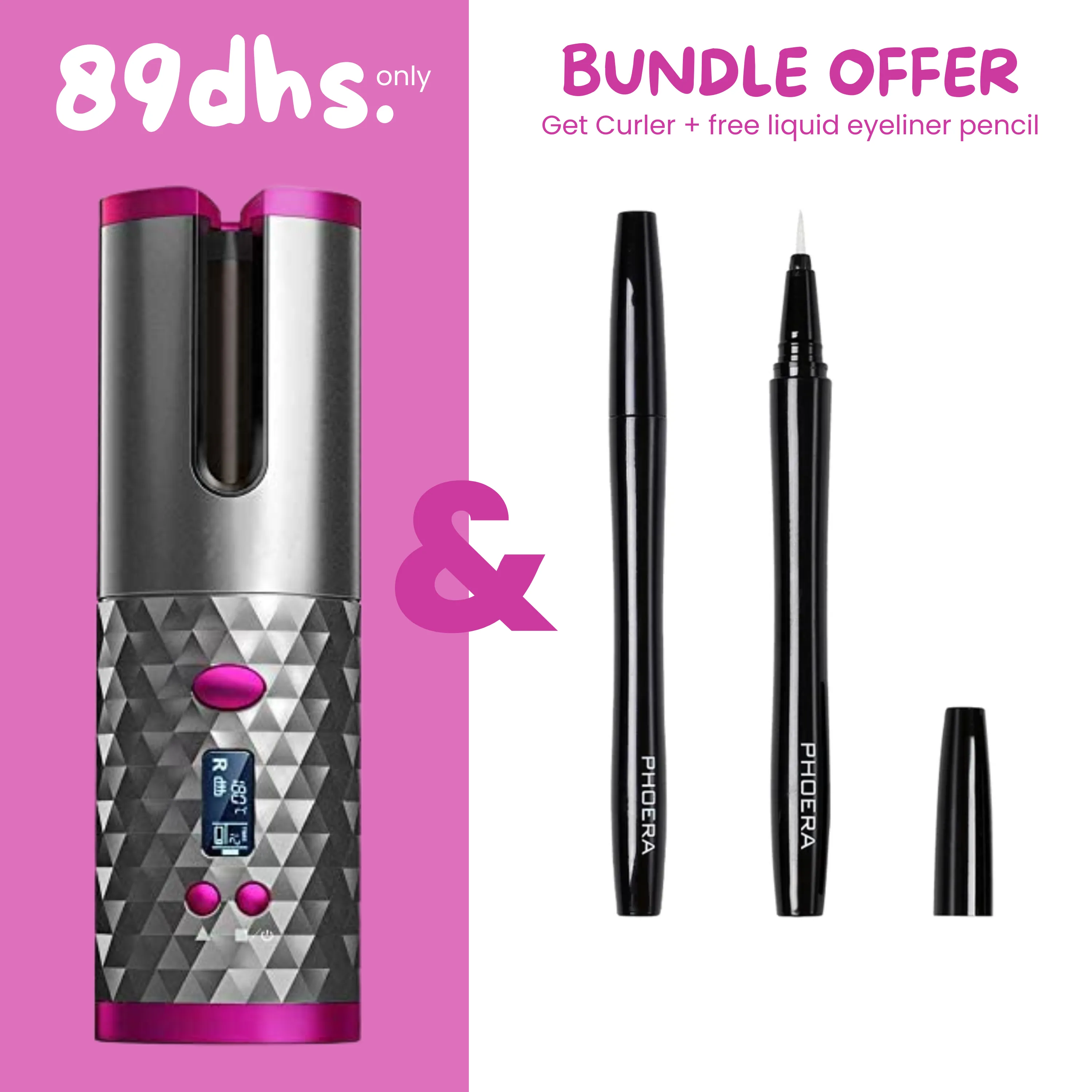 2 in 1 offer - Hair Curler   Liquid Eyeliner Pencil