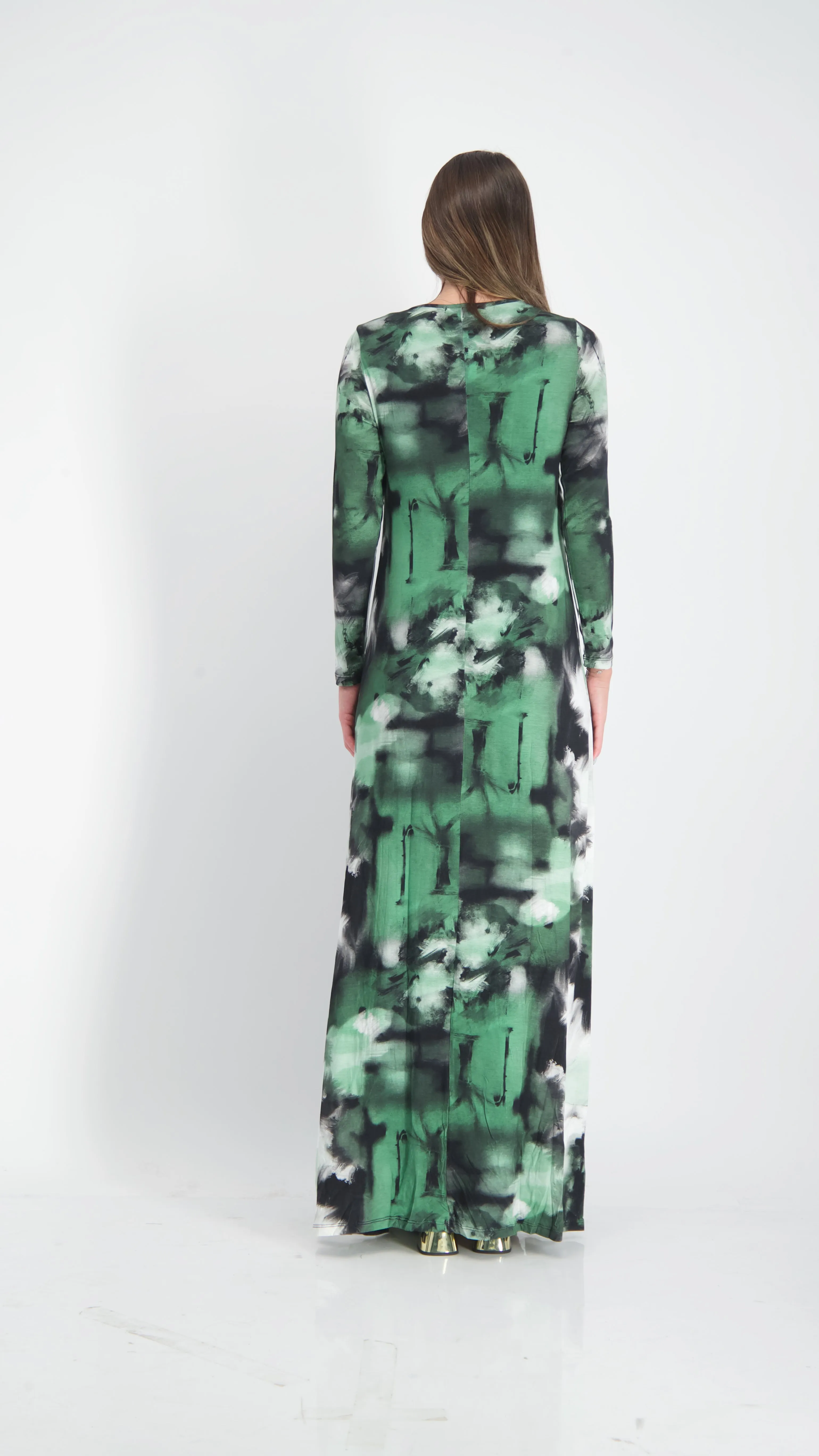 A-line Maxi Dress / Green Tie Dye