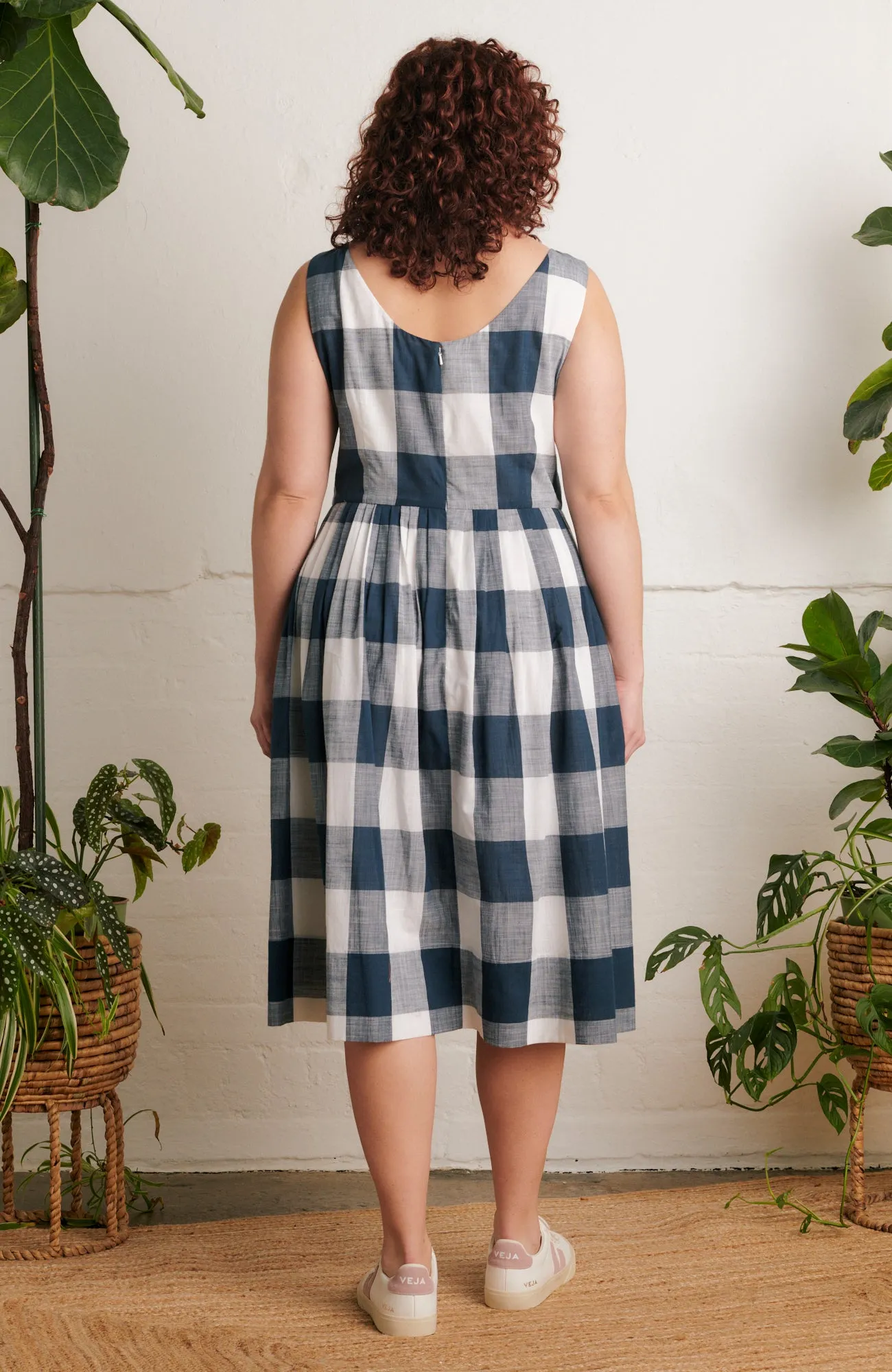 Abigail Indigo Plaid Dress Long