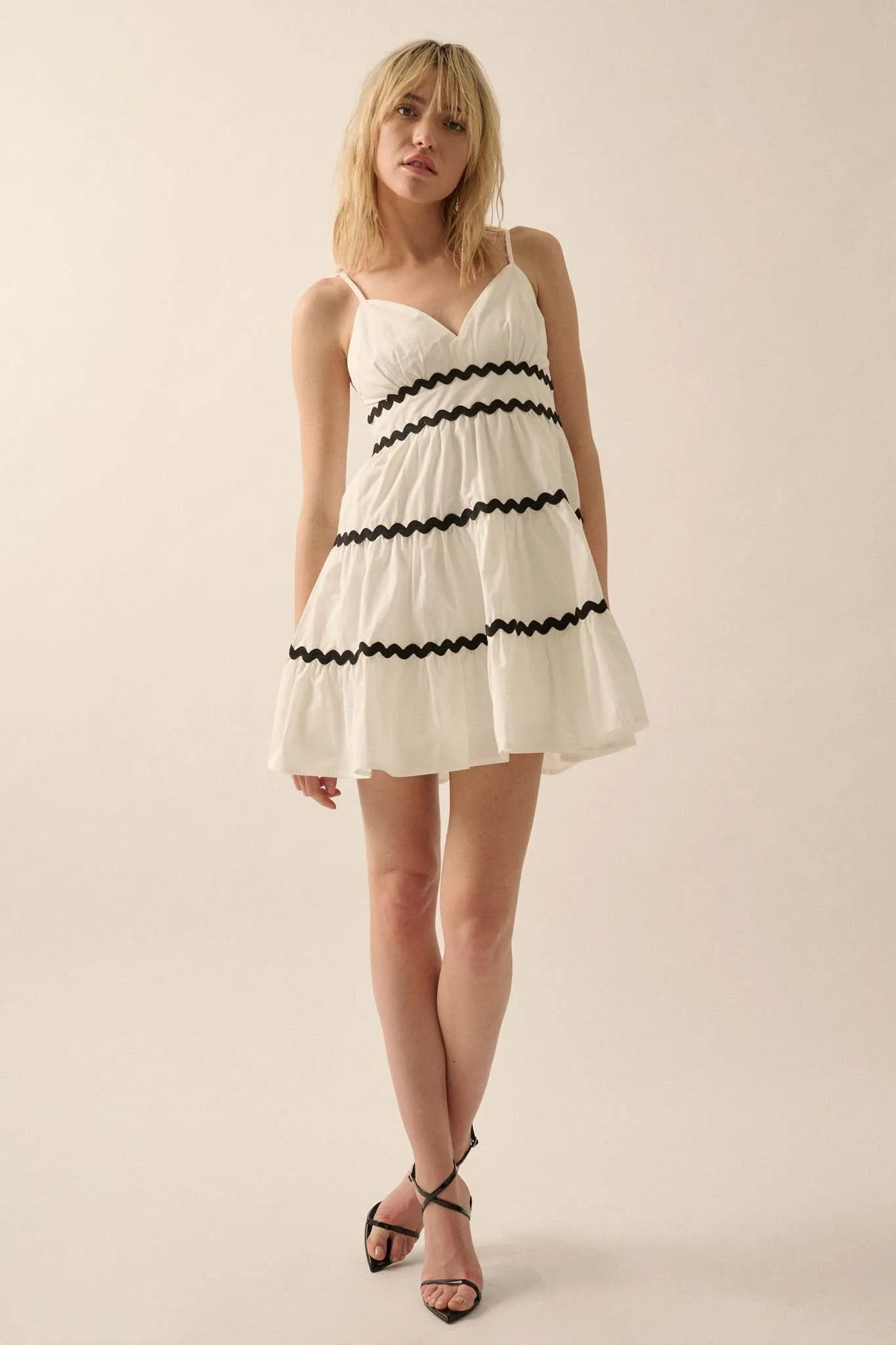 Absolute Bliss Rickrack-Trim Tiered Mini Sundress