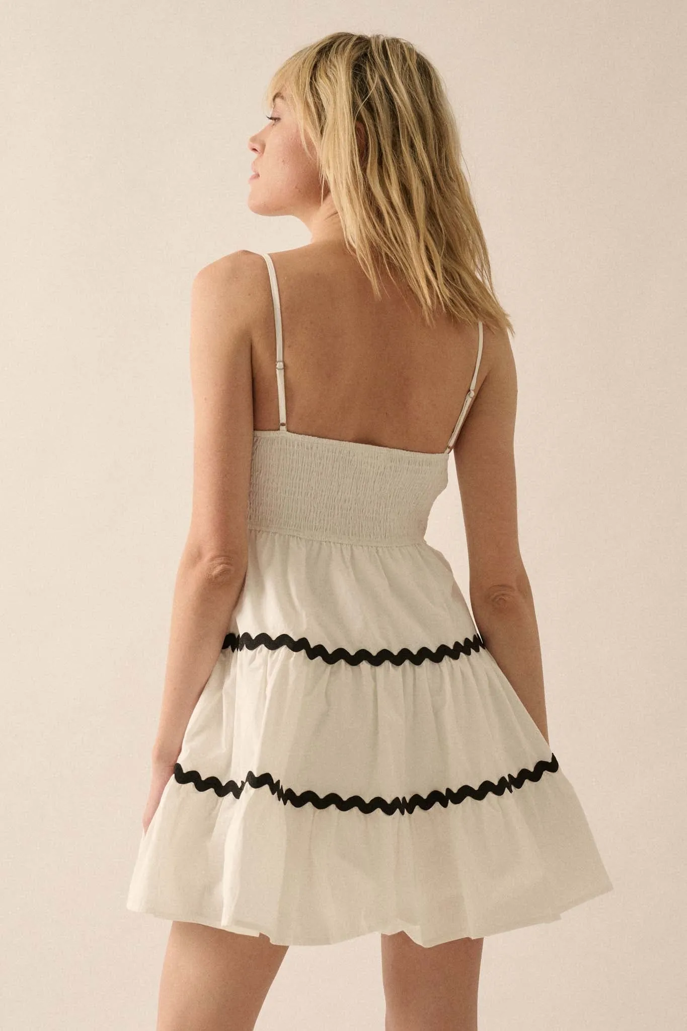 Absolute Bliss Rickrack-Trim Tiered Mini Sundress