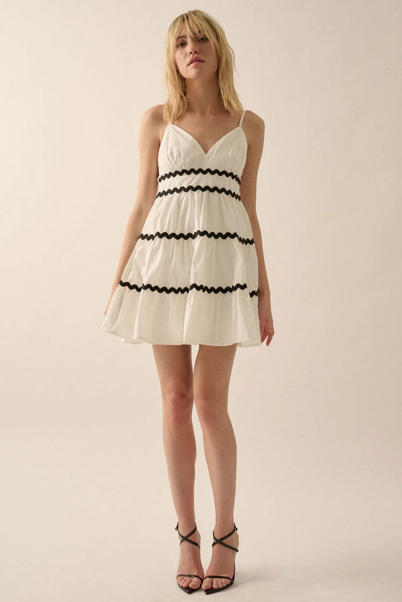 Absolute Bliss Rickrack-Trim Tiered Mini Sundress
