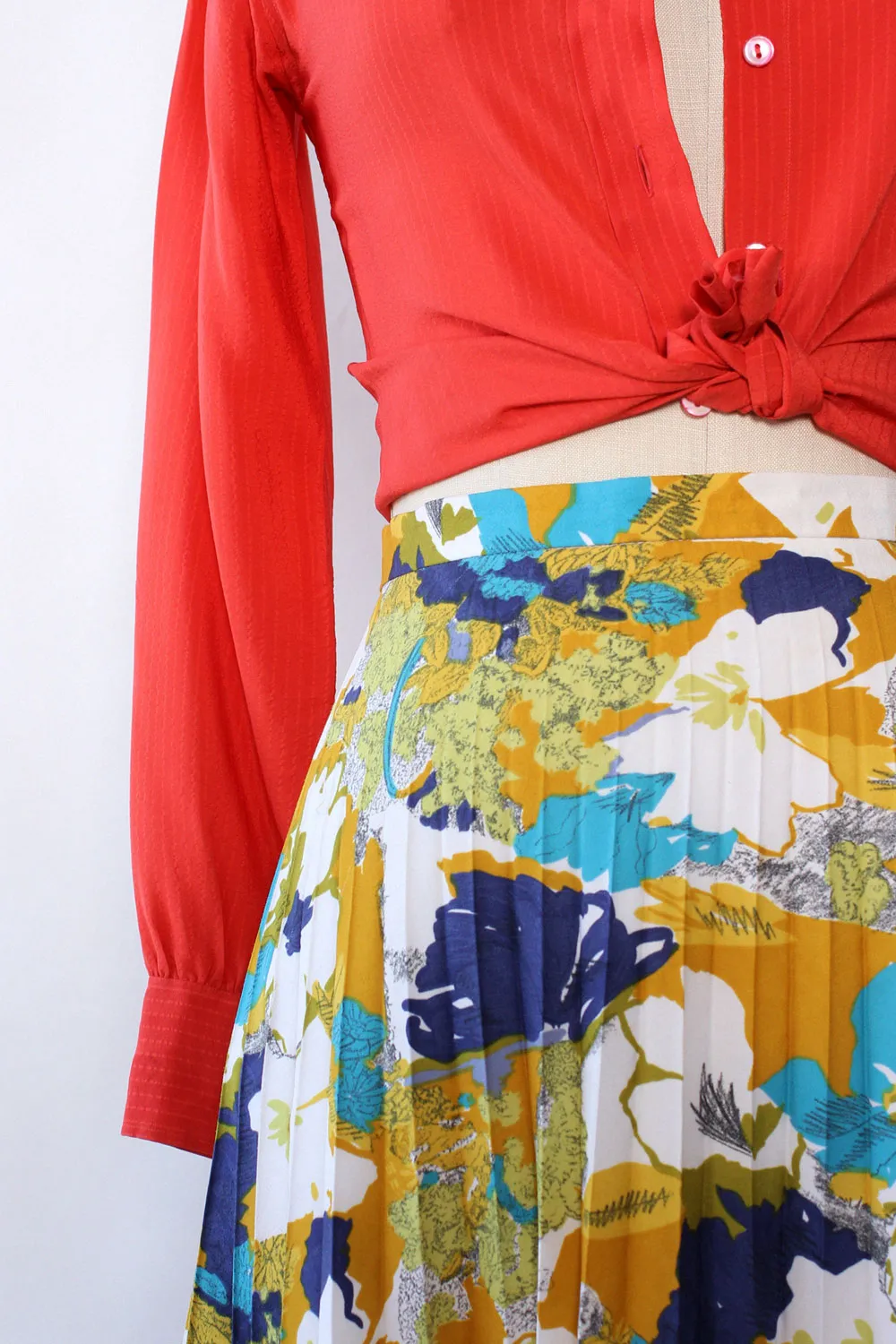 Abstract Floral Pleat Skirt L