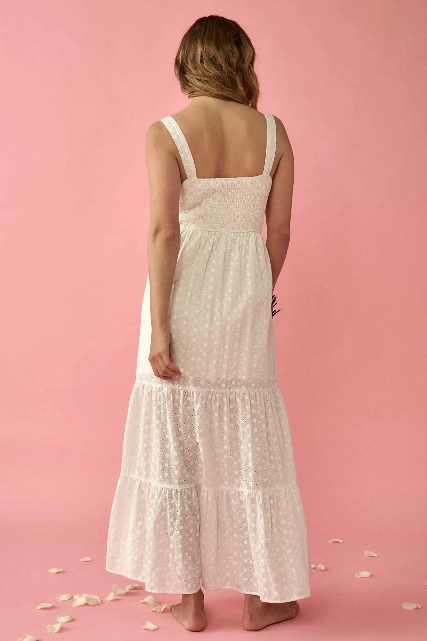 All My Days Eyelet Lace Lace-Up Maxi Dress