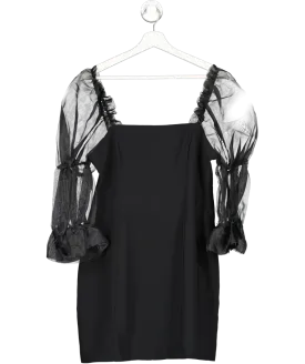 Amanda Uprichard Black Tia Puff Sleeve Mini Dress UK L