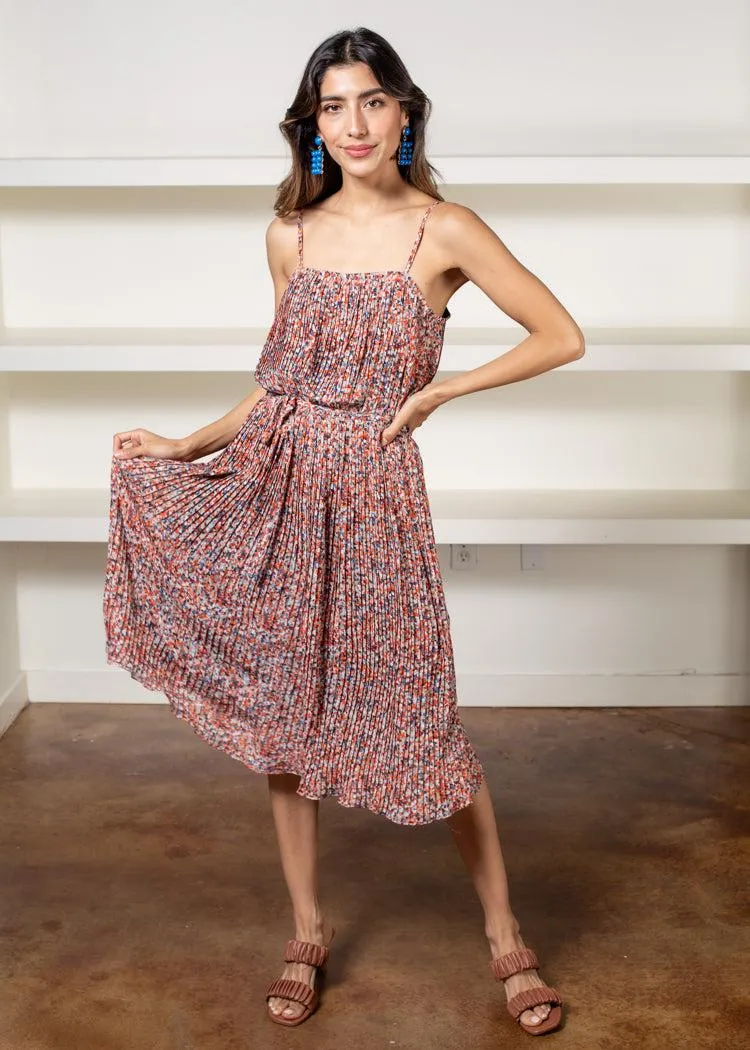 Aperol Pleated Midi Dress***FINAL SALE***