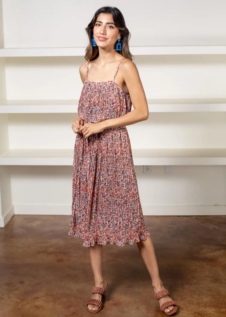 Aperol Pleated Midi Dress***FINAL SALE***