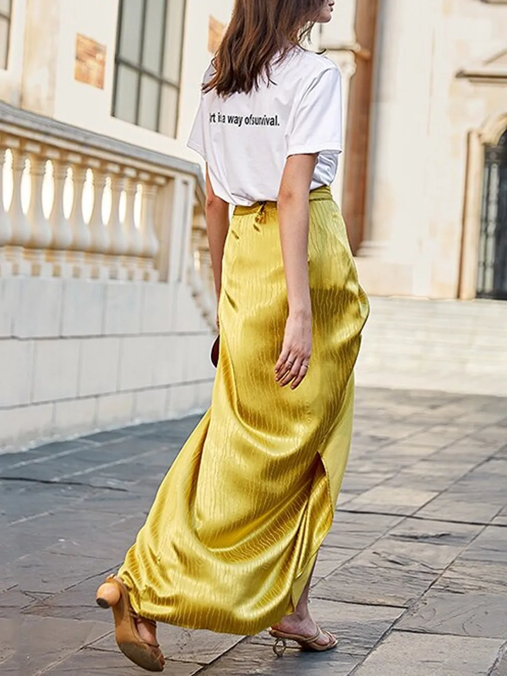 Asymmetrical Satin Skirt