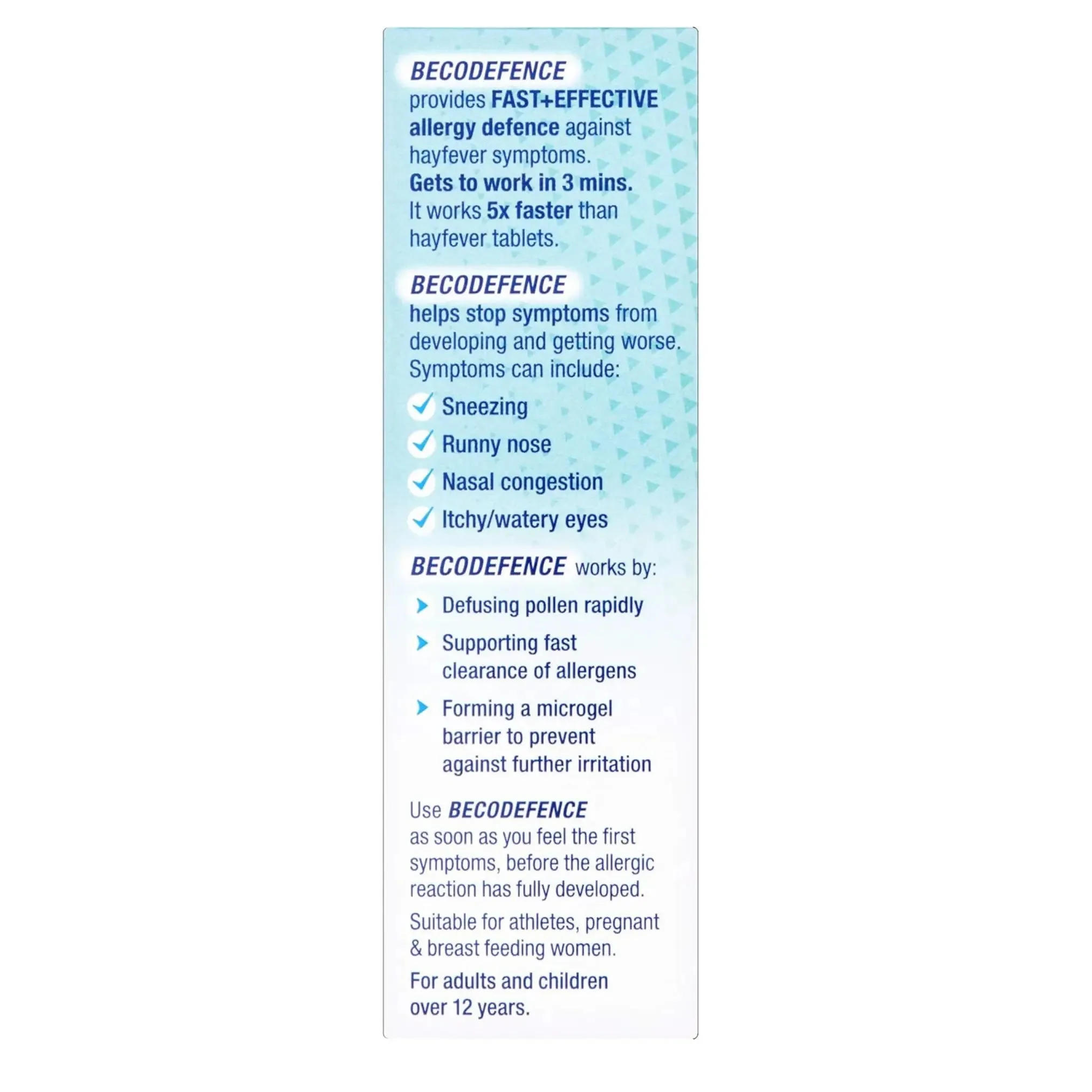 Becodefence allergy defence nasal spray for Adults- 20ml (120 Sprays)