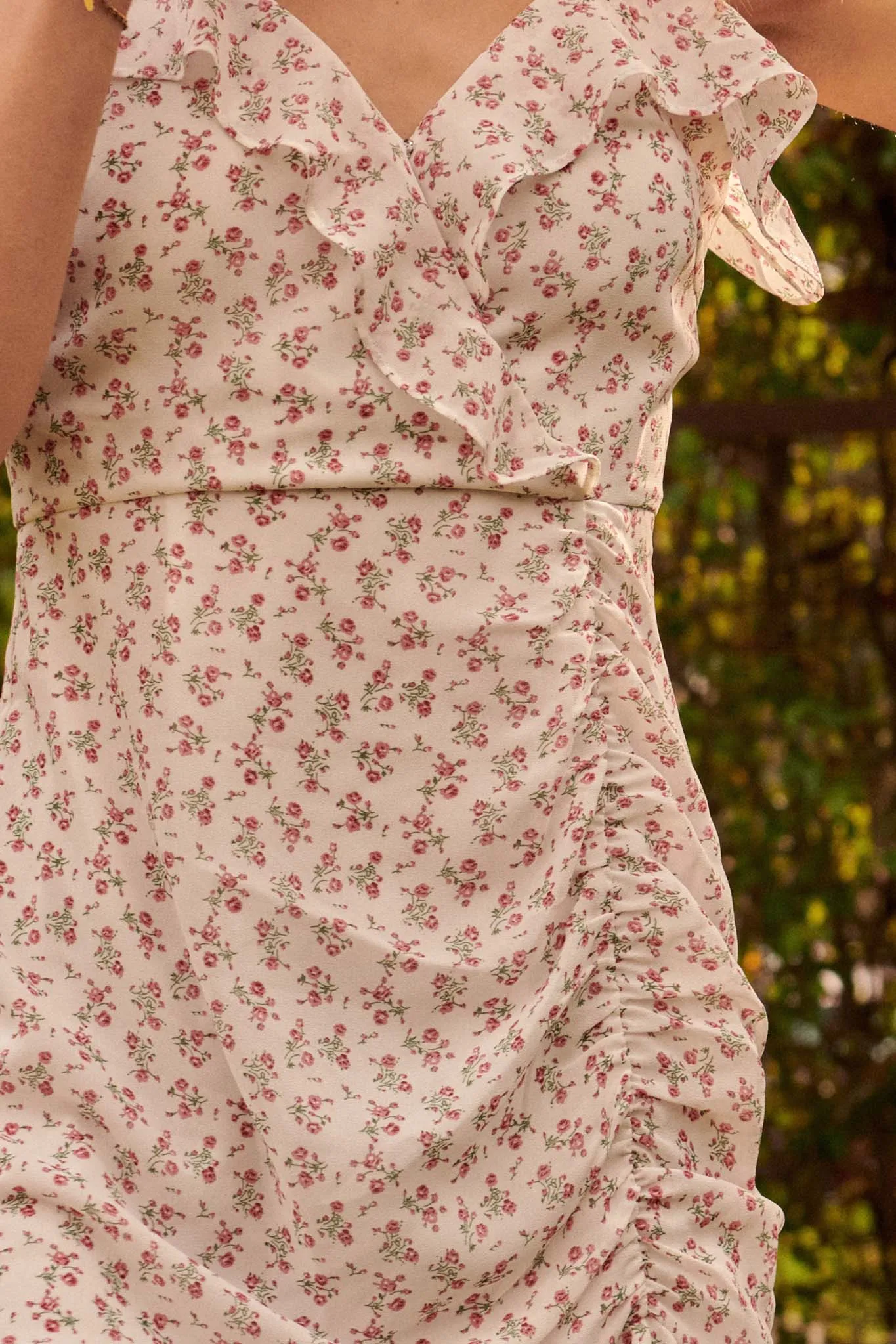 Belle Femme Floral Chiffon Ruffled Mini Dress