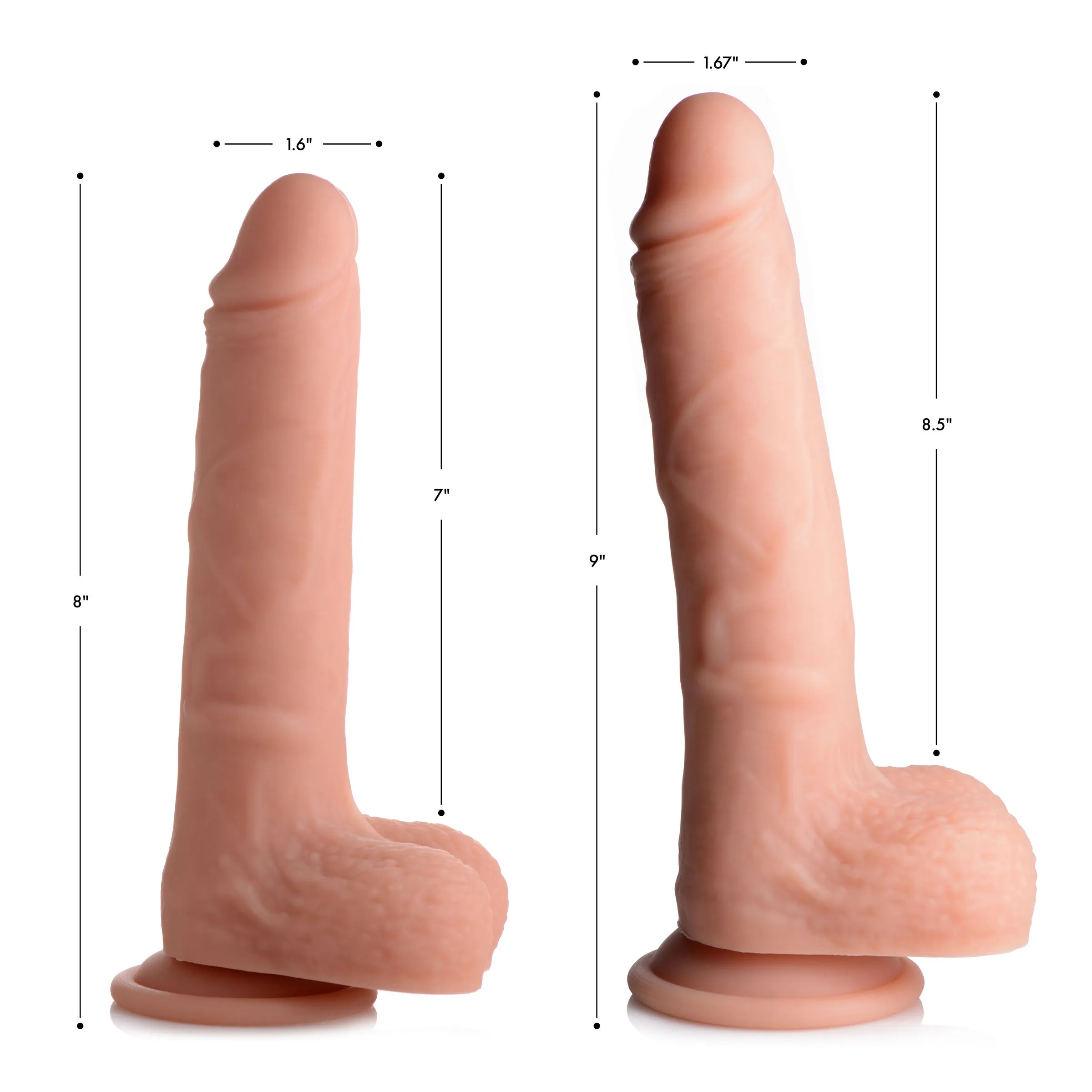 Big Shot Rotating Remote Control Silicone Dildo with Balls- 8 Inch
