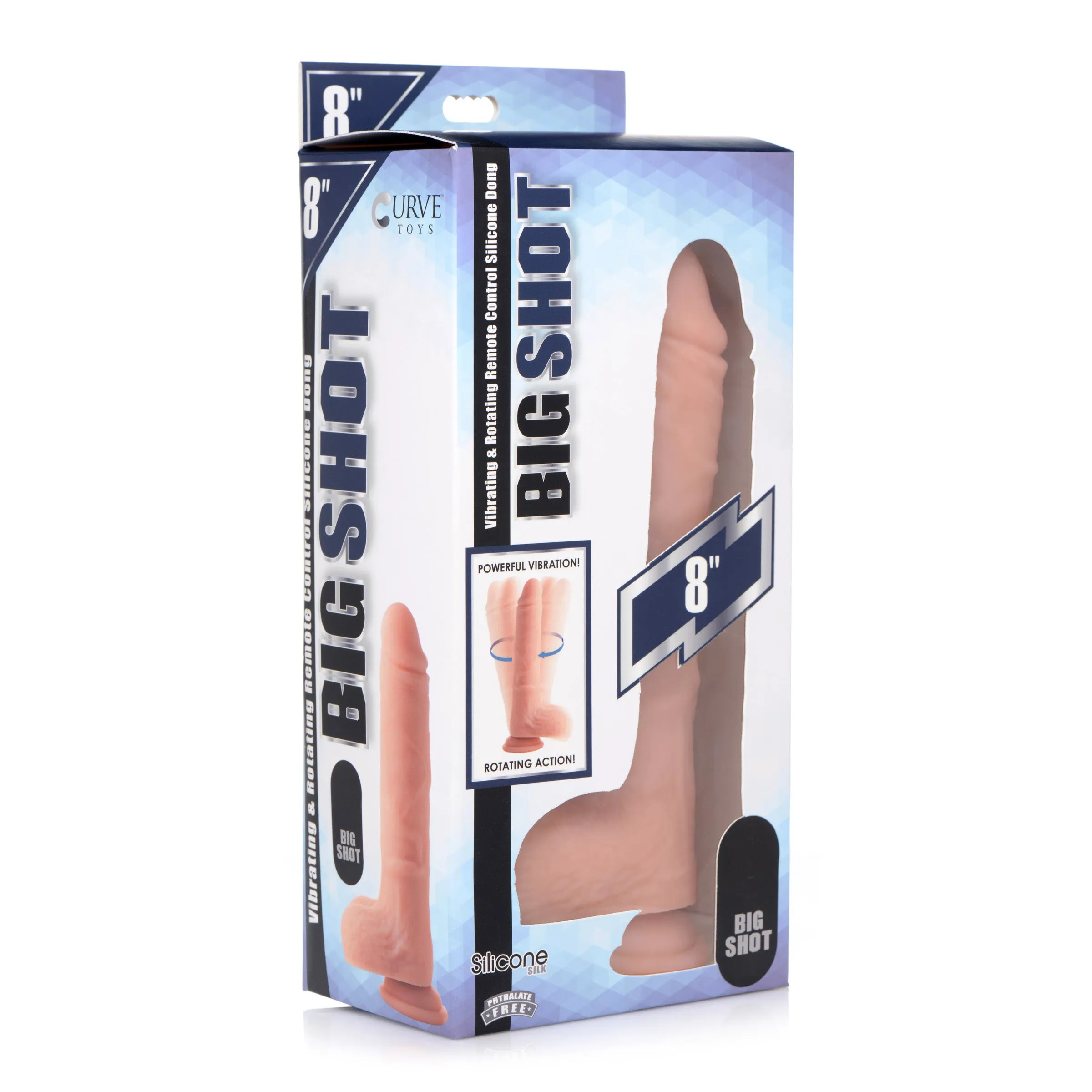 Big Shot Rotating Remote Control Silicone Dildo with Balls- 8 Inch