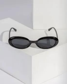 Black Elongated Oval Sunglasses