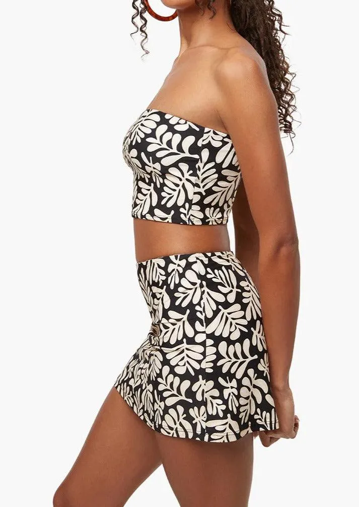 Black Safari Leaves Tube Skirt