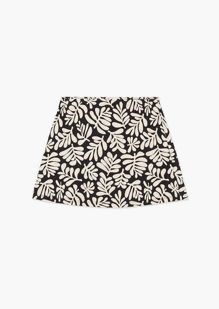 Black Safari Leaves Tube Skirt