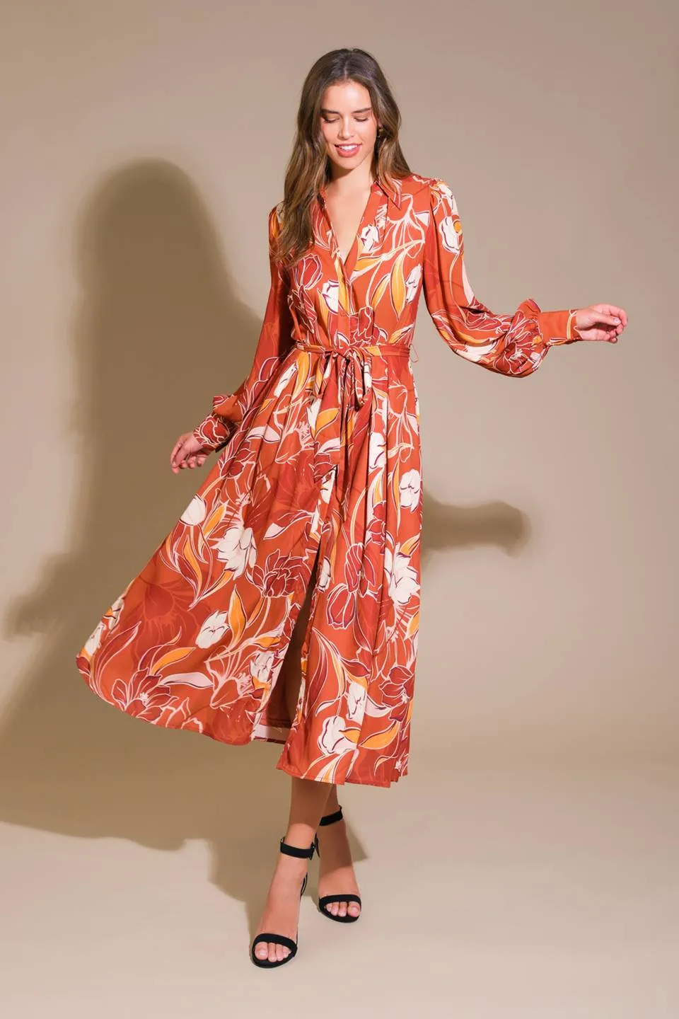 BLOOMING RADIANCE WOVEN MIDI DRESS