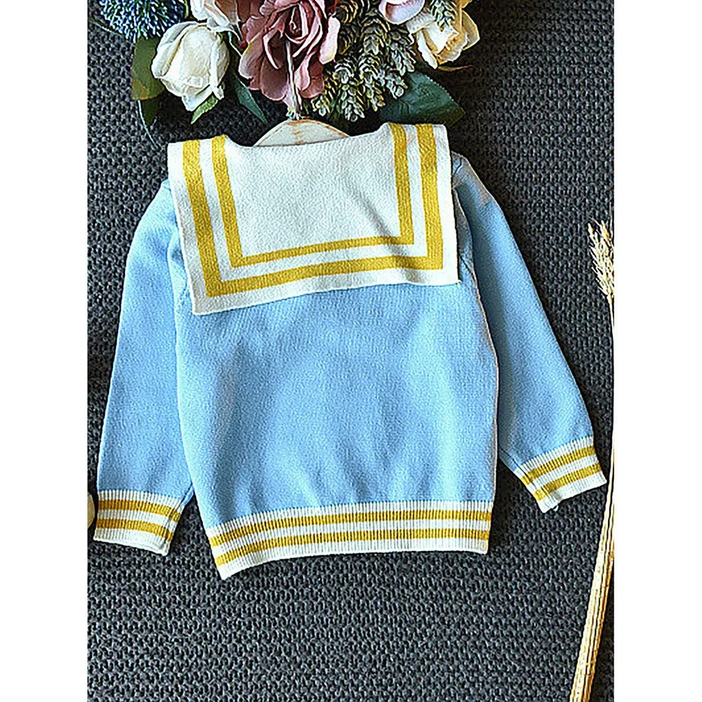 Blue & Occur Pleated Bow 2 pcs top & Skirt Winterwear set for Girls