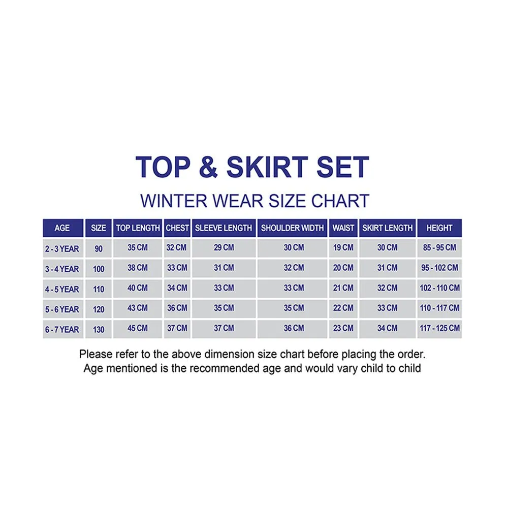 Blue & Occur Pleated Bow 2 pcs top & Skirt Winterwear set for Girls