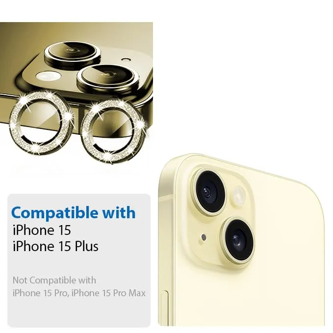 Camera Lens Protector GT Series Easy Do for iPhone 15 / iPhone 15 Plus  (Glitter Yellow)