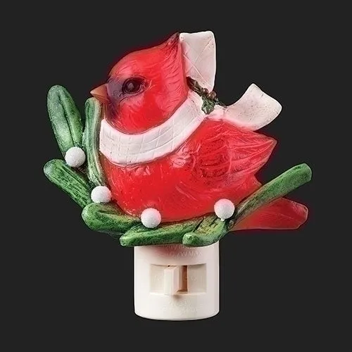 Cardinal Night Light with Holly & Mistletoe Garland for Just Jill