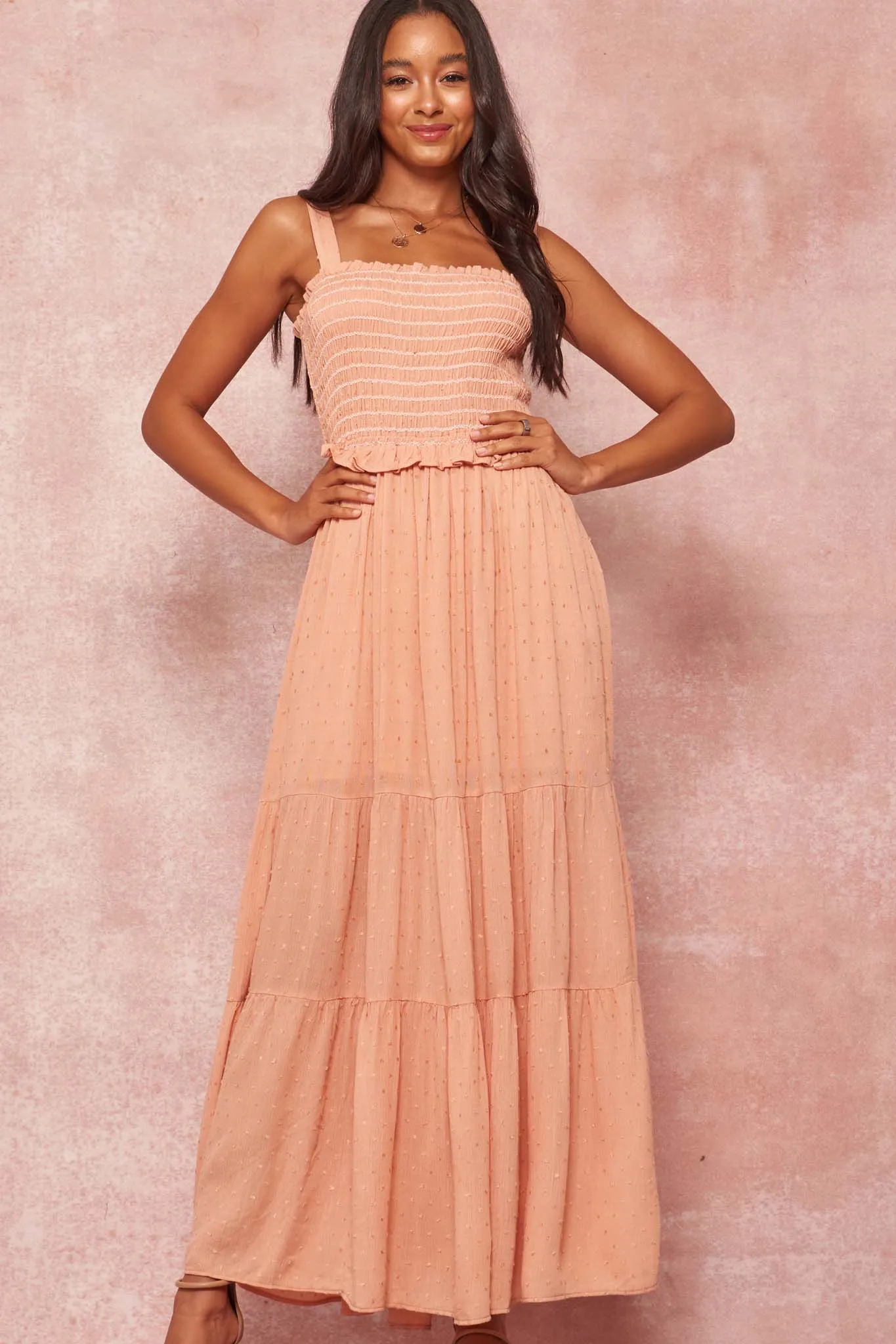 Careless Whisper Smocked Swiss Dot Prairie Dress