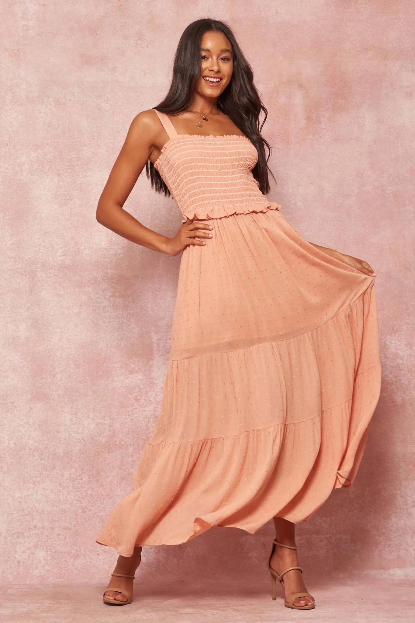 Careless Whisper Smocked Swiss Dot Prairie Dress