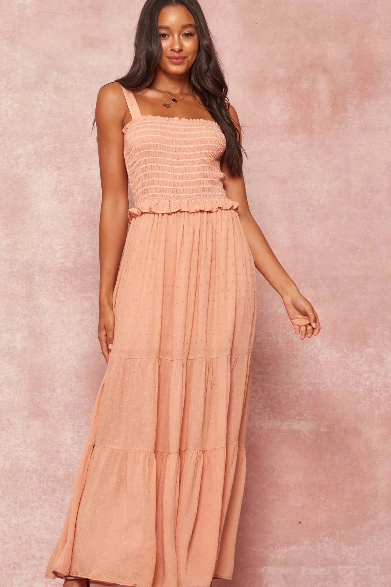 Careless Whisper Smocked Swiss Dot Prairie Dress