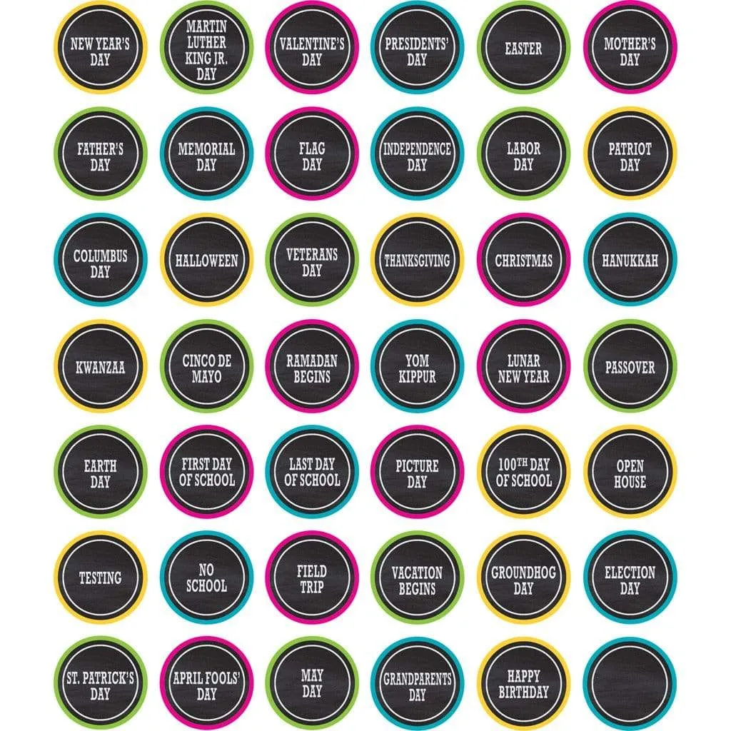Chalkboard Brights Holidays and Special Events Calendar Days