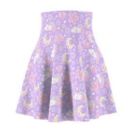 Cherry Blossom Dreams Purple High Waist Skater Skirt