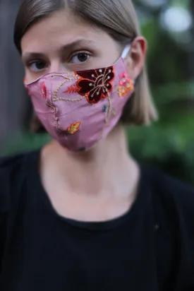 CHIFFON / COTTON EMBROIDERED FACE MASK MONA