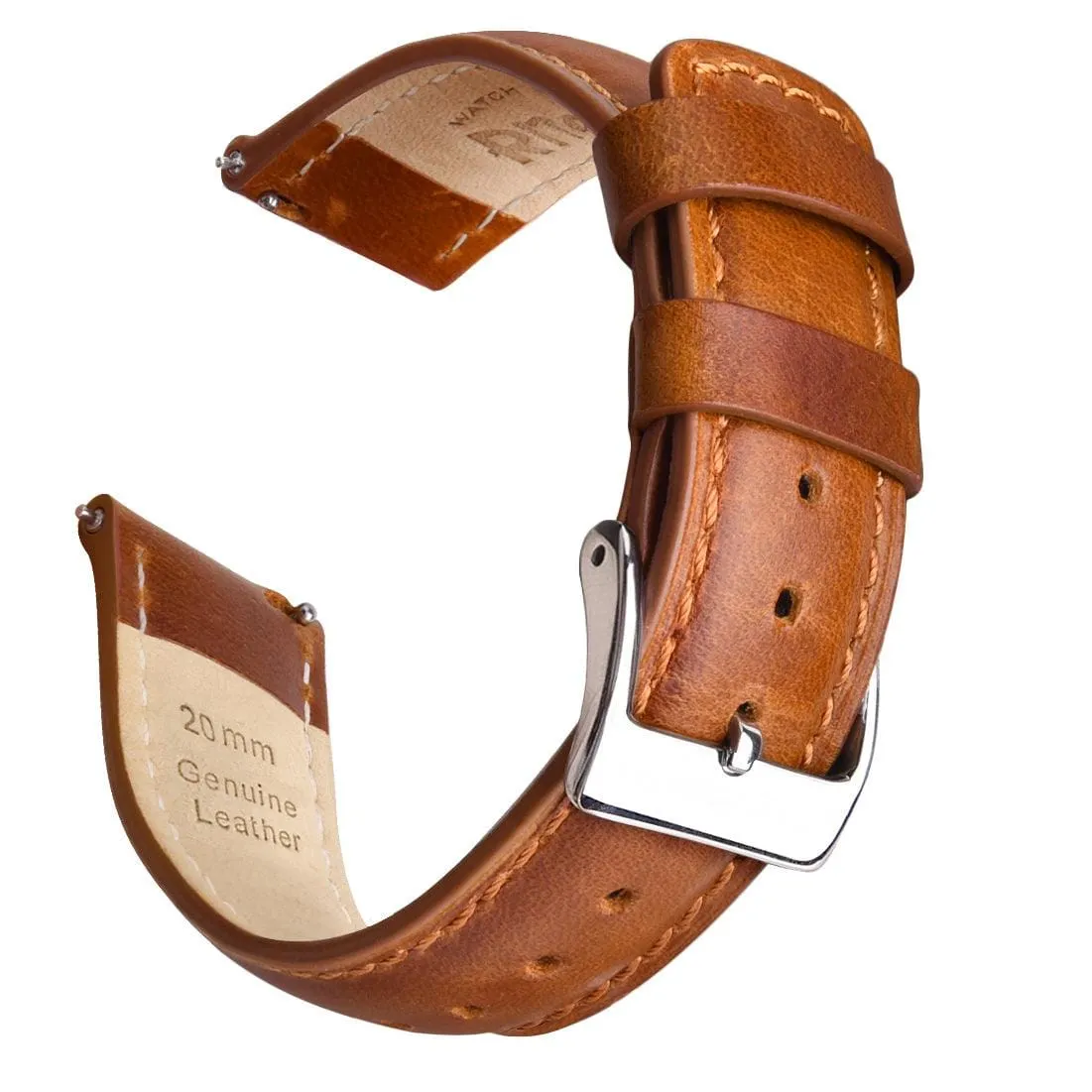 Classic Leather Watch Band For Samsung Galaxy Watch 4,Active 2 -20mm