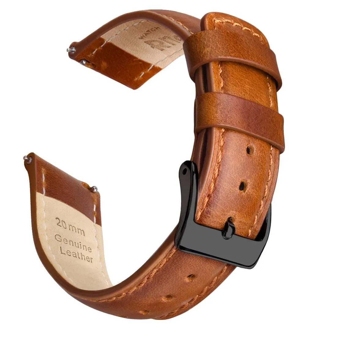 Classic Leather Watch Band For Samsung Galaxy Watch 4,Active 2 -20mm