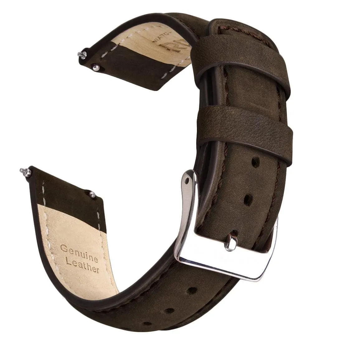 Classic Leather Watch Band For Samsung Galaxy Watch 4,Active 2 -20mm