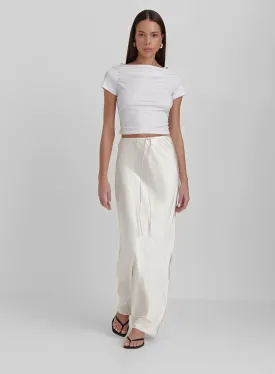 Cream Satin Midaxi Skirt- Yimena