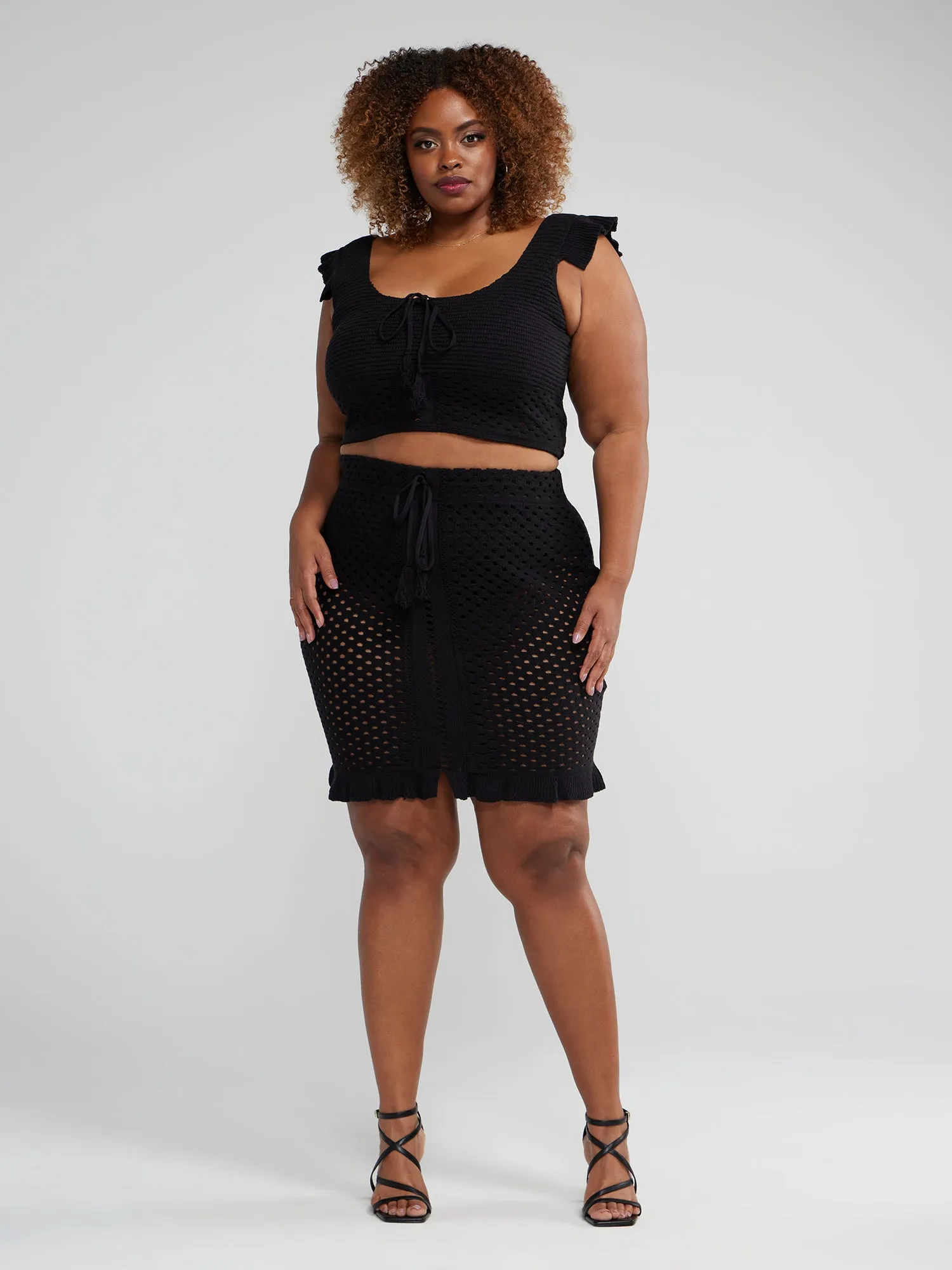 Crochet Knit Ruffle Skirt
