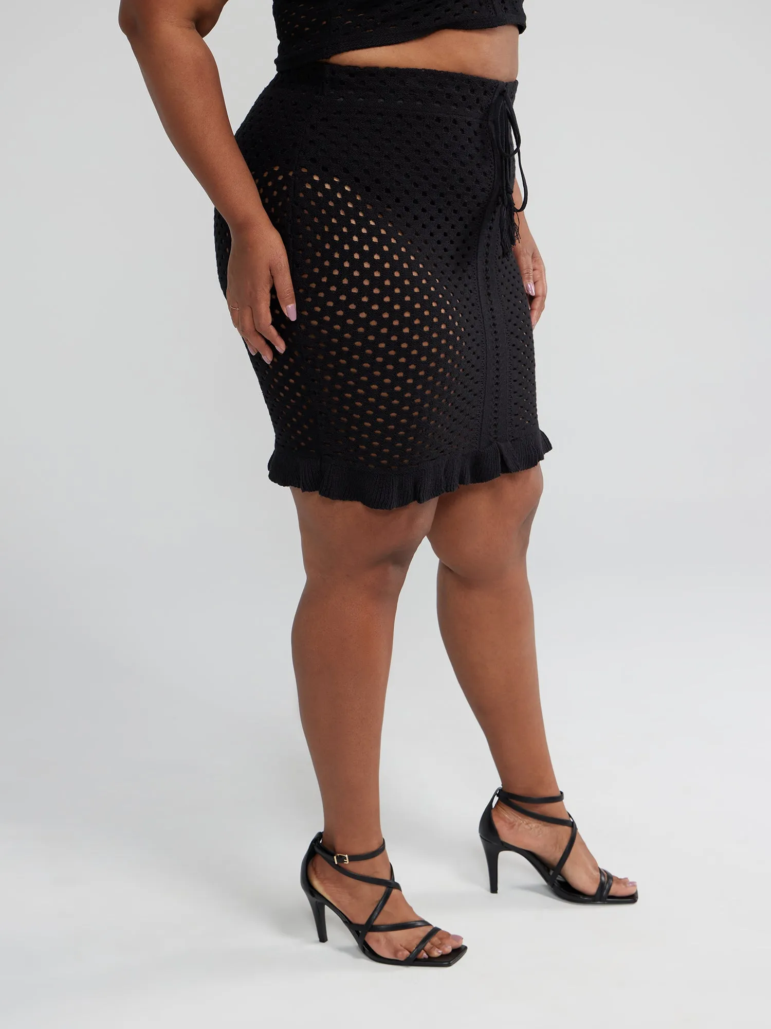 Crochet Knit Ruffle Skirt
