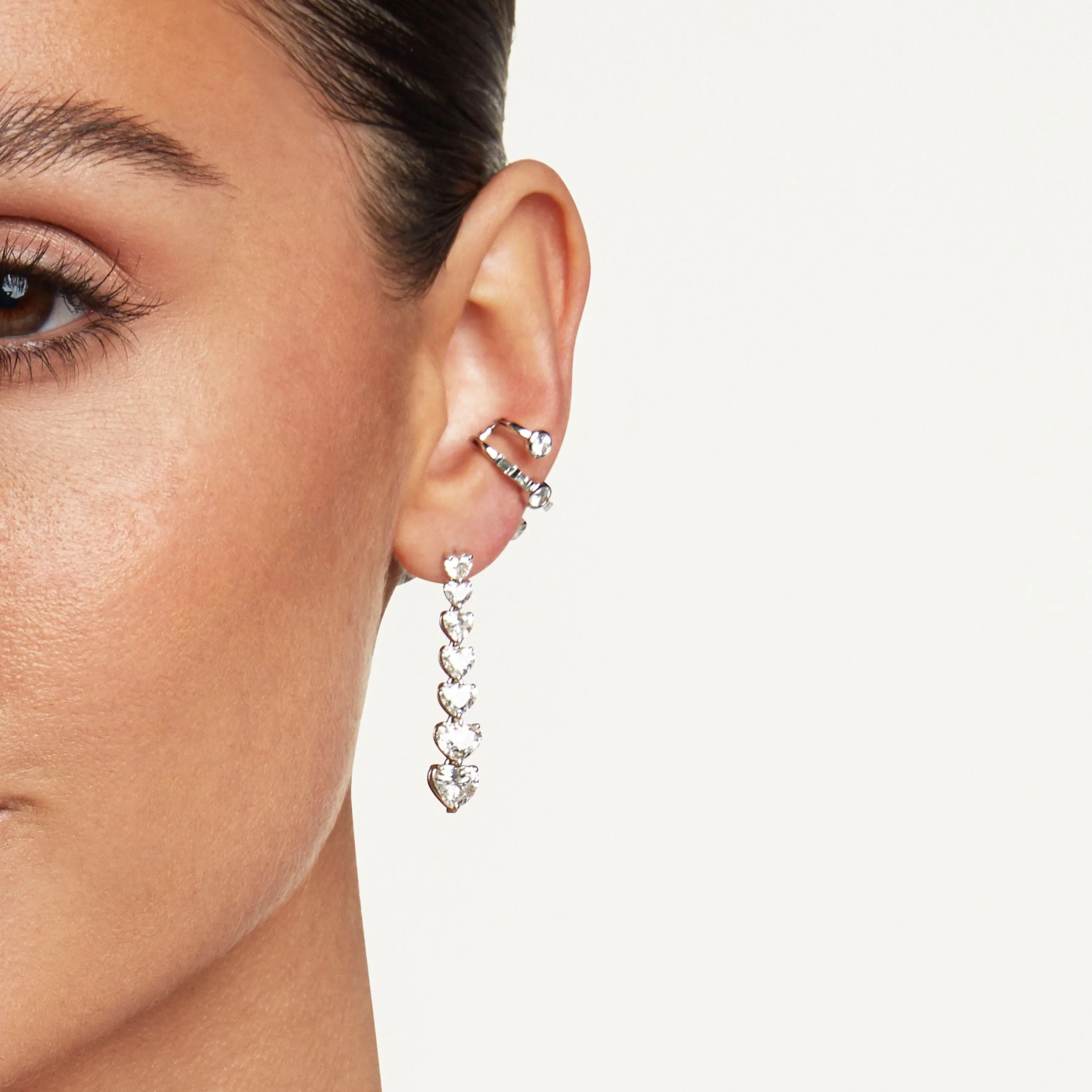 DIAMOND 7 HEART DROP EARRINGS