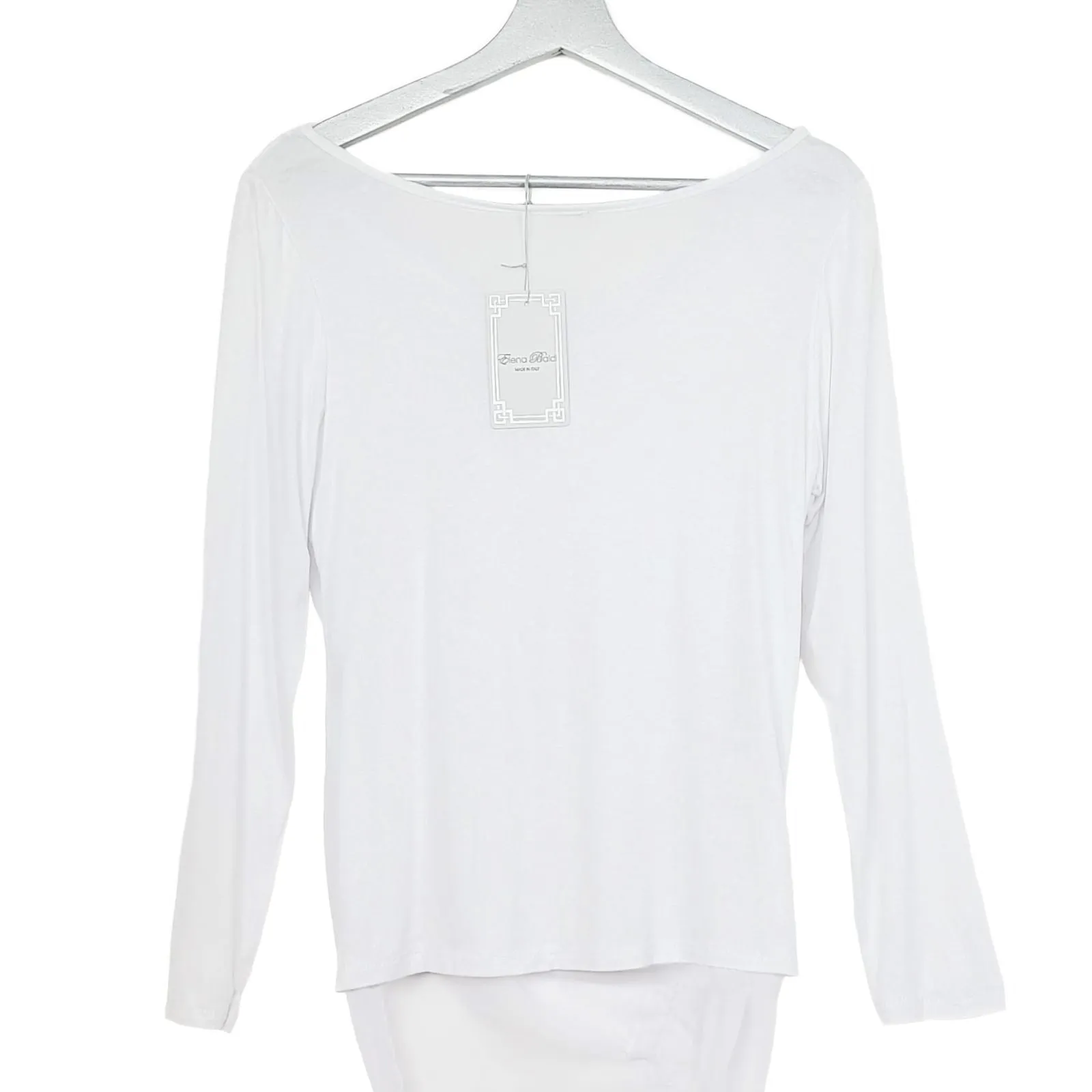 Elena Baldi Made in Italy Drape Neck Drawstring Chiffon Overlay Blouse Top