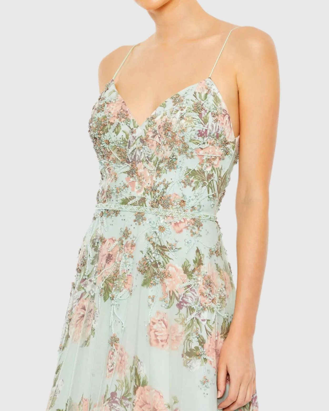 Embellished Lace Up Sleeveless Gown - FINAL SALE