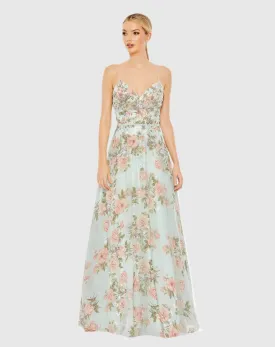 Embellished Lace Up Sleeveless Gown - FINAL SALE