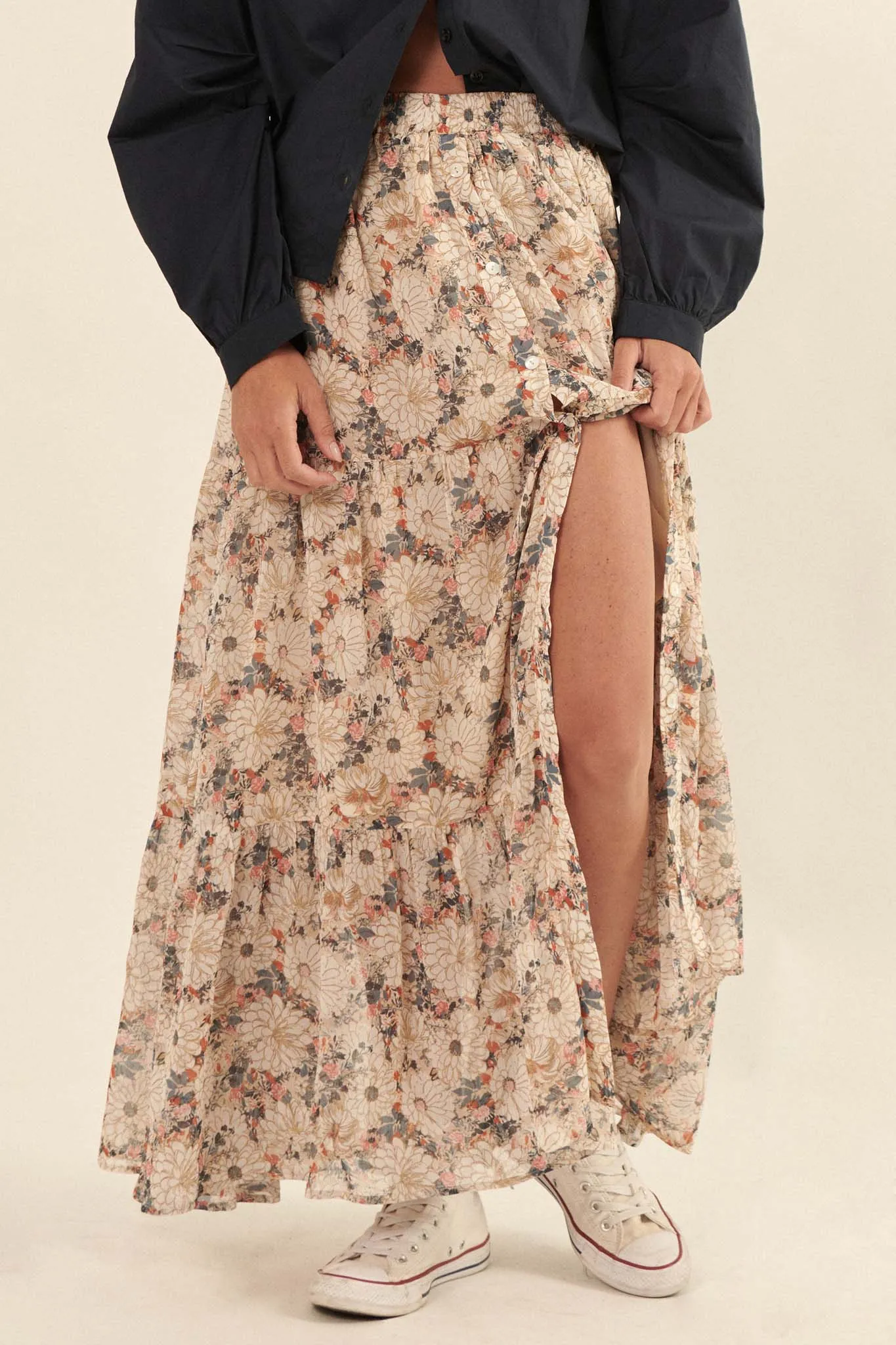 Floral Tiered Maxi Skirt – Embrace the Day Collection