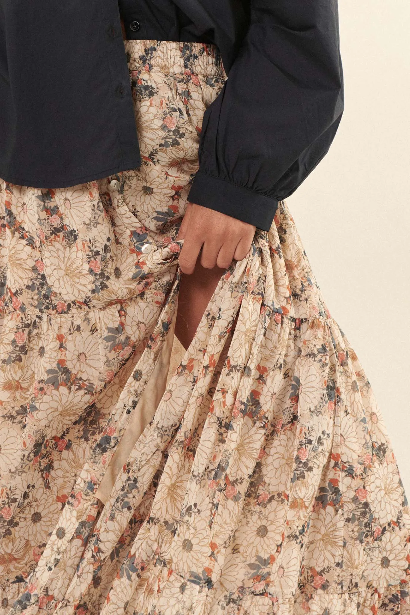 Floral Tiered Maxi Skirt – Embrace the Day Collection