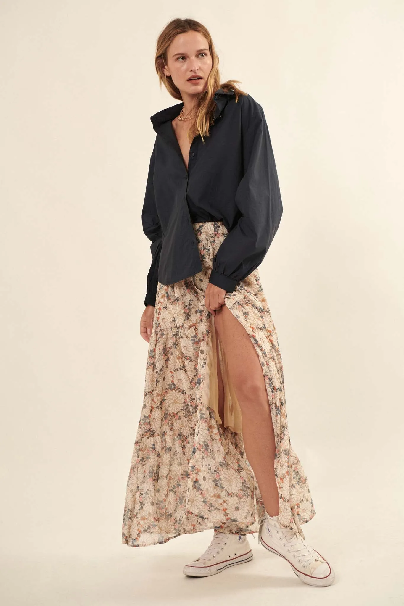 Floral Tiered Maxi Skirt – Embrace the Day Collection