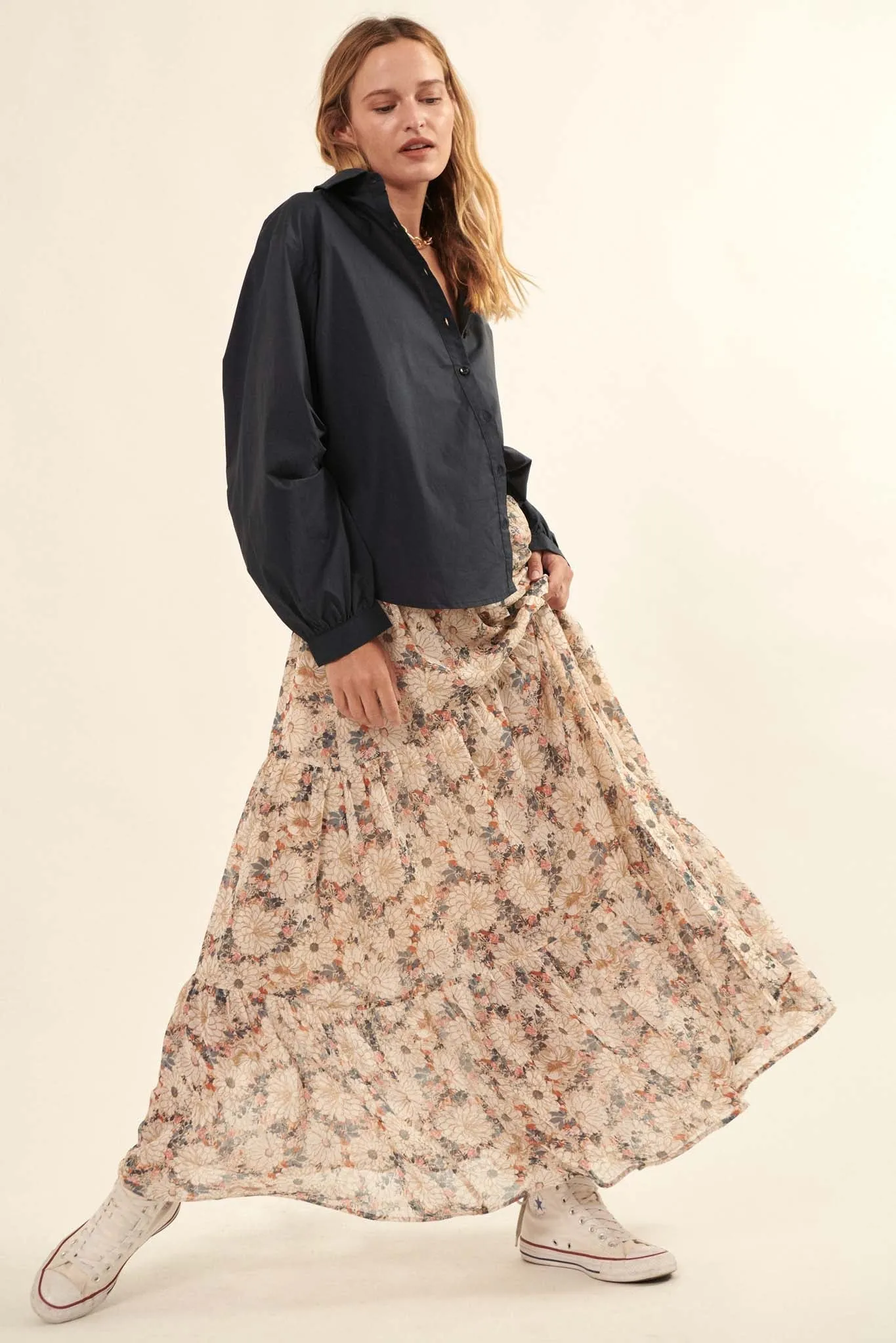 Floral Tiered Maxi Skirt – Embrace the Day Collection